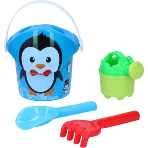 Eddy Toys Zandemmerset penguen Schep set - Strandsetje - zandspeelgoed 4 Delig 22 cm