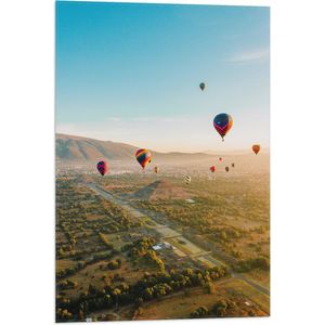 WallClassics - Vlag - Luchtballonnen zwevend door de lucht - 50x75 cm Foto op Polyester Vlag