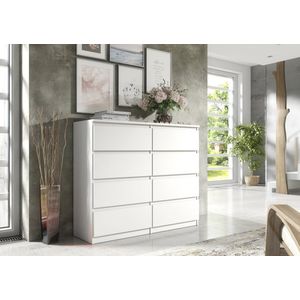 Pro-meubels - Ladekast Ibiza - Wit mat - 120cm - 8 lades - Kast - Commode - Slaapkamer