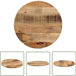 The Living Store Tafelblad rond Ø 50x1,5 cm massief ruw mangohout - Houten Tafelblad - Tafelblad Vervangen - Mangohout Tafelblad - Ronde Tafelblad - Vintage Tafelblad