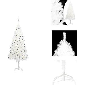 vidaXL Kunstkerstboom - Realistische boom - 240 cm - Met LED-verlichting - Inclusief kerstballen - Wit - PE takken - Stalen basis - Decoratieve kerstboom