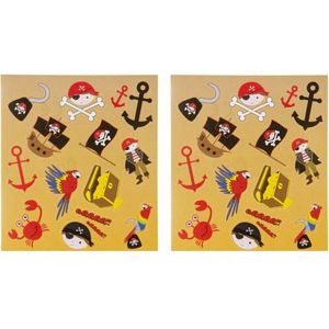Piraten Stickers | Traktatie | Piratenstickers Stickervel 11,5 X 10 cm | Set van 2 Stickervellen Piraat