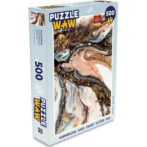 Puzzel Marmerlook - Goud - Zwart - Glitter - Chic - Legpuzzel - Puzzel 500 stukjes