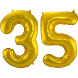 Folat Folie ballonnen - 35 jaar cijfer - goud - 86 cm - leeftijd feestartikelen
