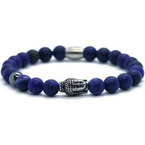 Kinder - jongens - armband - lapis lazuli - 6mm- buddha - RVS - IbizaMen KIDS