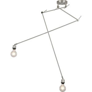 QAZQA blitz - Moderne Verstelbare hanglamp - 2 lichts - L 600 mm - Staal - Woonkamer