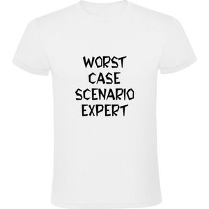 Worst case scenario expert Heren T-shirt | in het slechtste geval | problemen | slecht | fout | verkeerd | Wit
