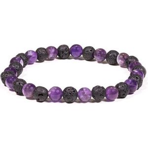 Yogi & Yogini naturals Armband lava/amethyst (± 6mm)