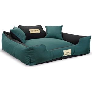 KINGDOG - Hondenbed - Dierenmand 100x75 cm - Maat L - Groen met Zwart