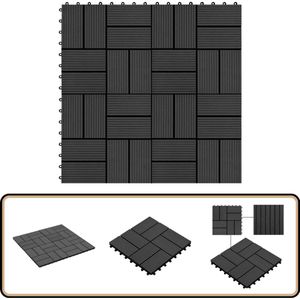 vidaXL Terrastegels - 30x30 cm - Zwart - 1 m² - 11 stuks Terrastegels - Hkc Tegels - Buitentegels - Tuintegels - Veranda Tegels