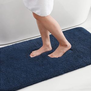 Zachte badkamertapijt, 60 x 90 cm, antislip, wasbaar, wollig, hoogpolig, badtapijt, microvezel, absorberend, badmat (grijs)