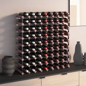 The Living Store Wijnrek voor 72 flessen massief grenenhout bruin - Wijnrek