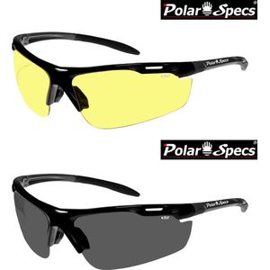Combinatievoordeel Polar Specs® Polariserende Nachtbril + Polariserende Zonnebril Velocity Sport PS9041 – Black – Polarized – Medium – Unisex