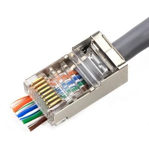 Cat6 RJ45 Stekkers met doorsteek - 10 stuks - metaal afgeschermd