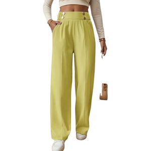 Livano Pantalon Dames - Chino - Golfbroek - Nette Broek - Met Elastische Tailleband - Volwassenen - Geel - M