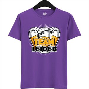 Team Leider | Vrijgezellenfeest Cadeau Man - Groom To Be Bachelor Party - Grappig Bruiloft En Bruidegom Bier Shirt - T-Shirt - Unisex - Dark Purple - Maat XL