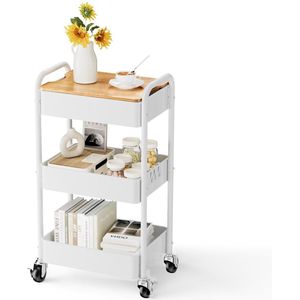 La'Moussawi ® Multifunctionele Drie-laags Trolley met Verwijderbaar Werkblad voor Keuken en Badkamer