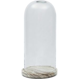 Riviera Maison Cloche Beige decoratie glazen stolp met marmer rond plateau - Ferrara Marble Cloche