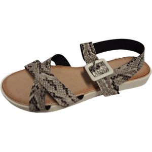 NICO SANDAL-WHITE SNAKE-PU-SIZE 40