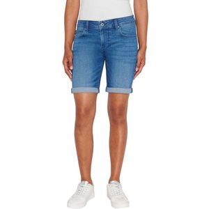 Pepe Jeans Dames Short Broeken SLIM SHORT MW slim Fit Blauw W 28 Volwassenen