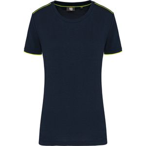 WK. Designed To Work Dames-t-shirt Day To Day korte mouwen WK3021 - Navy / Fluorescent Yellow - M