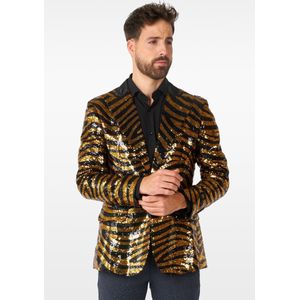 OppoSuits Tiger Royale - Heren Blazer - Glimmende Outfit - Carnaval - Goud - Maat EU 58