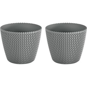 3x Kunststof Splofy bloempotten 35 cm lichtgrijs - Bloempotten/plantenpotten voor binnen en buiten