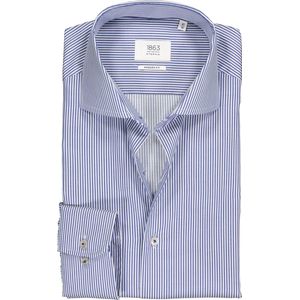 ETERNA 1863 modern fit premium overhemd - 2-ply twill heren overhemd - blauw met wit gestreept - Strijkvrij - Boordmaat: 46