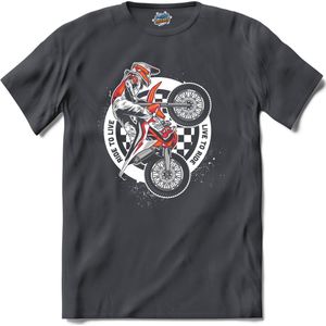 Live To Ride | Mountain Bike - Fiets - Bicycle - T-Shirt - Unisex - Mouse Grey - Maat XXL
