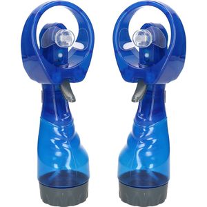 Gerimport waterspray ventilator - 2x stuks -blauw - 27 cm - voor verkoeling in de zomer