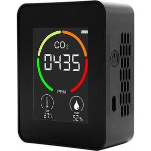 Noiller Co2 meter 3 in 1 - Hygrometer - Hygrometer binnen - Luchtvochtigheidsmeter - Co2 meter binnen - Zwart