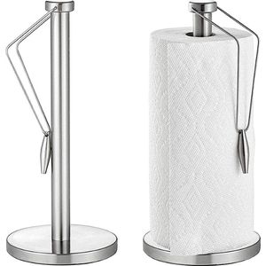 Keukenrolhouder, Papieren Handdoekdispenser Stand, Keukenservetten Rekrolhouder met Antislipmat, Staande Roestvrijstalen Servethouder, voor Keuken Aanrecht Thuis Eettafel (Roestvrij staal -1)