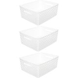5Five Opbergmand/box van kunststof - 3x - wit - 29 x 35 x 13 cm - 11 liter