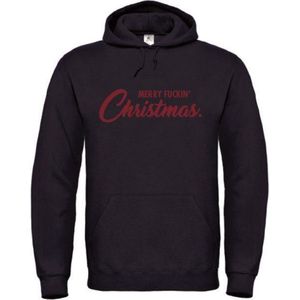 Kerst hoodie zwart S - Merry fuckin' Christmas - Rood - soBAD. | Kersttrui soBAD. | kerstsweaters volwassenen | kerst hoodie volwassenen | Kerst outfit | Foute kerst truien