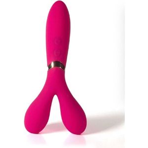 Sex / Seks speeltje - ""2-in-1"" seks speeltje - Bien à deux - Vaginale, anale en clitorale vibrator - Ergonomische vorm - Medische siliconen - Hypoallergeen - 10 vibratiemodi - Oplaadbaar met USB kabel (inclusief).