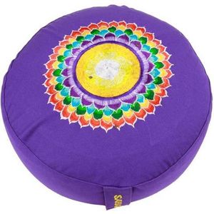Meditatiekussen 7e chakra geborduurd - 33x17 - Boekweit - Katoen - Violet