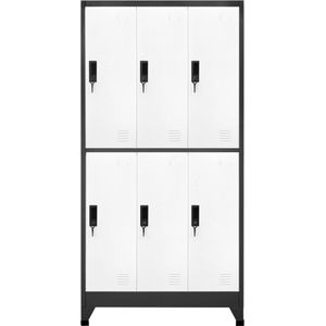 vidaXL Lockerkast staal 90x45x180 cm antraciet Lockerkast - Metalen Lockerkast - Opbergkast - School Lockers - Kantoor Lockers - Garderobe - Kluisje - Beveiligd Opbergen - Antraciet Kast - Witte Kast