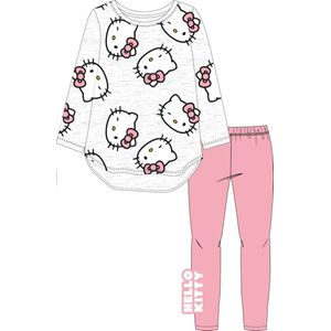 Hello Kitty pyjama katoen grijs/roze maat 122