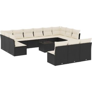 vidaXL Loungeset - 14-delig - Poly Rattan - Zwart