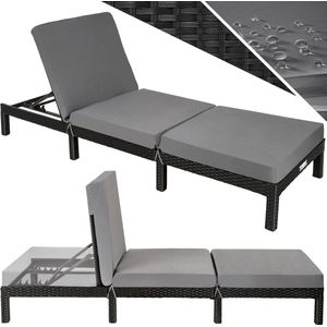 TecTake Wicker ligstoel zwart - ligbed voor tuin - 402307