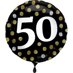 Folat - Folieballon Glossy Black 50 jaar - 45 cm