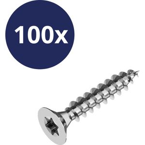 Spaanplaatschroef Rvs A2 6,0x90mm Torx 25 verpakt per 100 stuksPrijs per 100 stuks