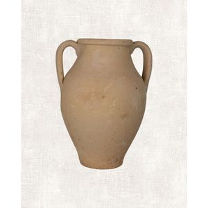 Anatolische terracotta vaas met twee grepen 35cm beige | Antieke Terracotta Vaas | Handgemaakte Aardewerken Pot | Traditioneel Turkse Stijl | Rustieke Klei Kan | Uniek Design | Decoratieve Accessoire | Clay Ateliers