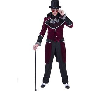 Funny Fashion - Gotisch Kostuum - Gotische Aristocraat Oud Londen Frackjas Man - Rood - Maat 52-54 - Halloween - Verkleedkleding