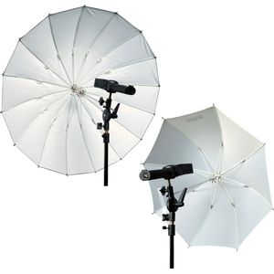 Rogue Glasvezel Paraplu kit met 32"" doorzichtparaplu en 38"" paraplu met diffuser in draagtas