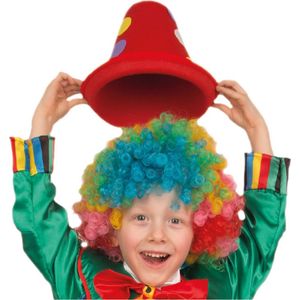 Clown verkleed set voor kinderen pruik met hoedje rood - Carnaval clowns verkleedkleding en accessoires