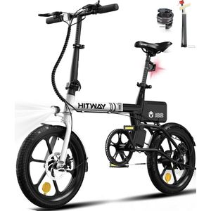 Hitway Elektrische Fiets BK35 - 16 Inch City Commuter EBike met Afneembare 36V 6Ah Lithium Batterij - Opvouwbaar E-Bike met 250W Motor