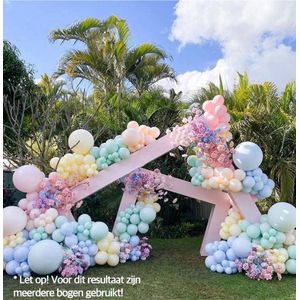 Ballonneboog Pastel - 100 stuks - decoratiepakket ballonnen - versiering - complete set decoratie feest - pastelkleuren - feestpakket