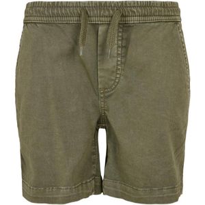 Urban Classics - Stretch Twill Jogg Kinder Korte broek - Kids 122/128 - Olijfgroen