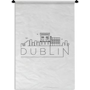 Wandkleed Wereldsteden - Skyline Dublin wit Wandkleed katoen 60x90 cm - Wandtapijt met foto